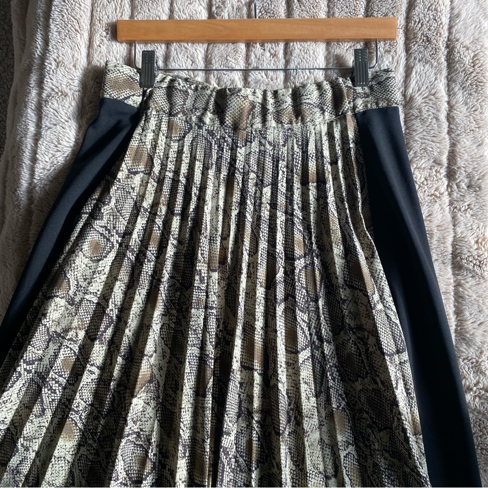 Zara Snakeprint Pleated Midi Skirt